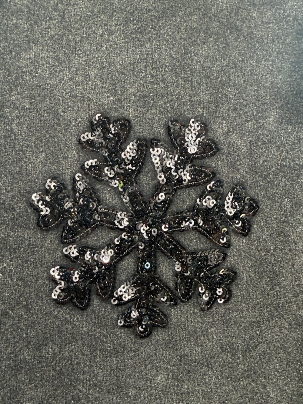 white birch Black Embellished Crewneck Sweater. Snowflake sequins. Size M - Picture 3 of 5